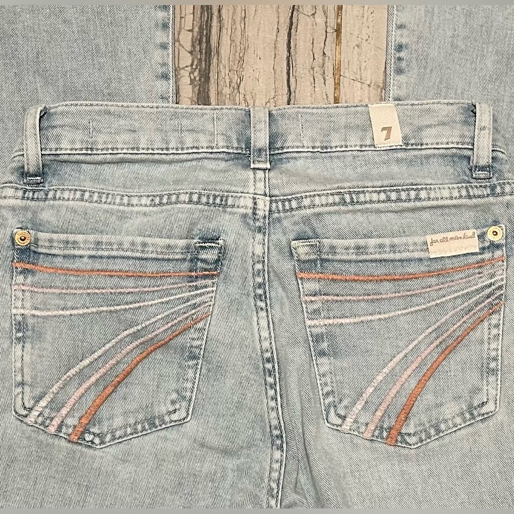 7 For All Mankind Malibu Wash Dojo Tailorless Stretch Bootcut Trouser FlareJeans - Picture 8 of 16